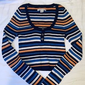 American Eagle striped long sleeve crop top